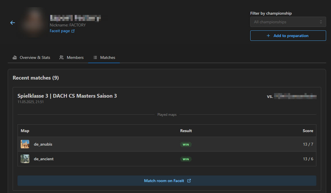 All Counter-Strike Matches at a Glance